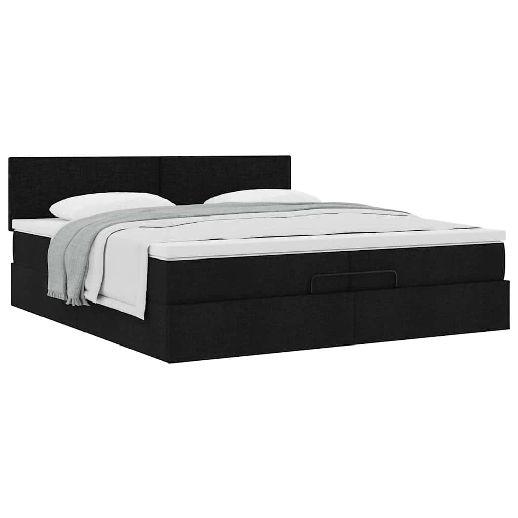 osmannisk sengeramme med madras 200x200 cm stof sort
