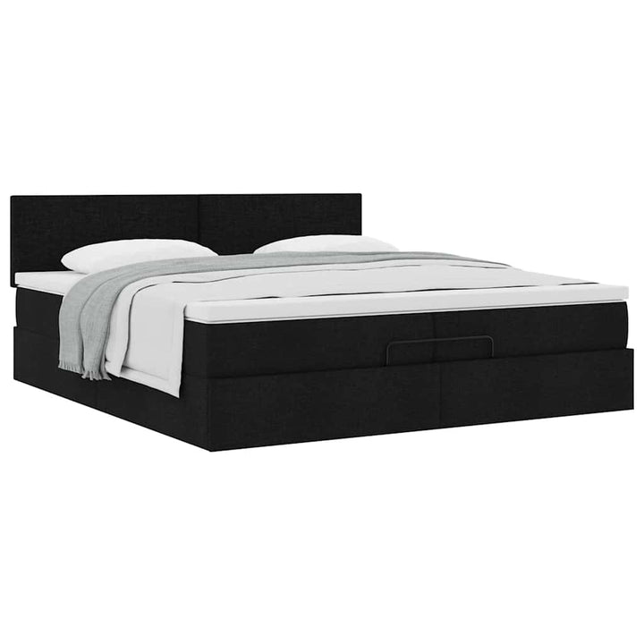 osmannisk sengeramme med madras 200x200 cm stof sort