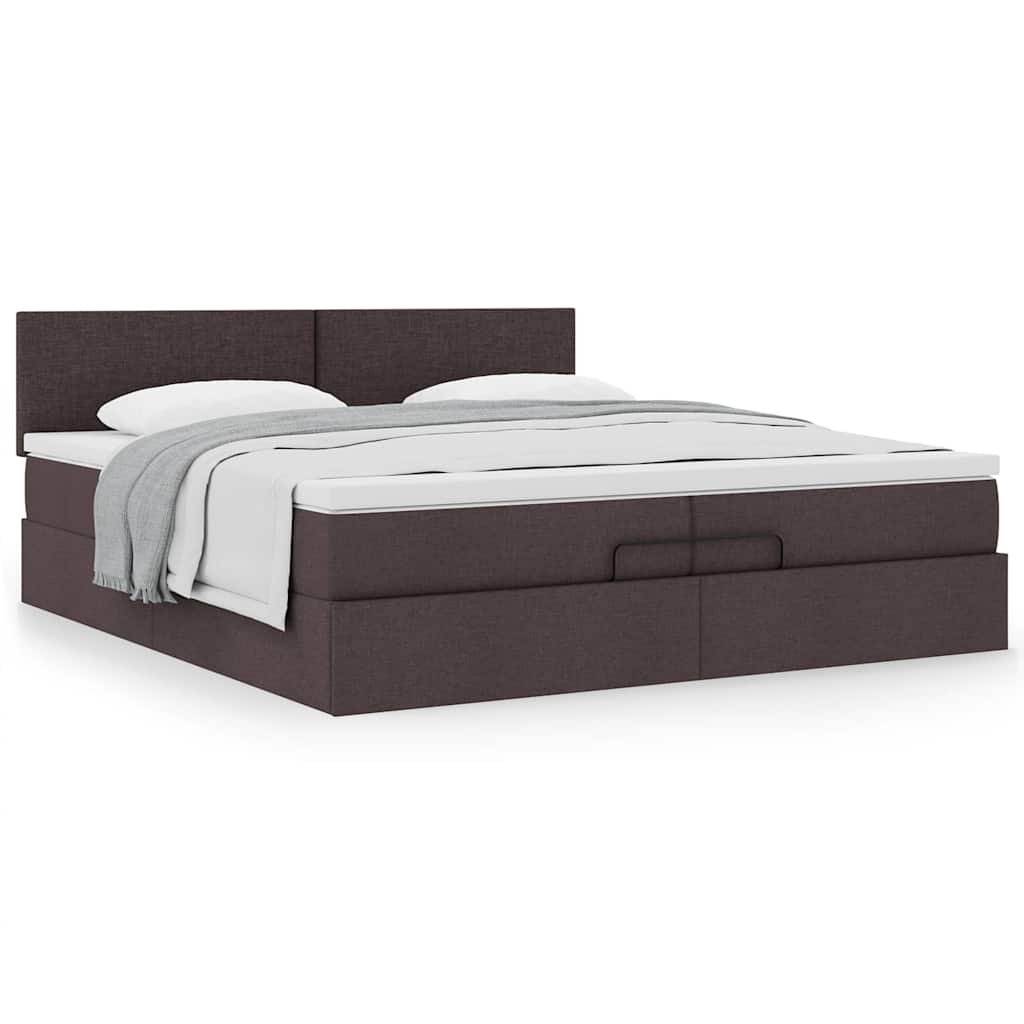 osmannisk sengeramme med madras 200x200 cm stof mørkebrun