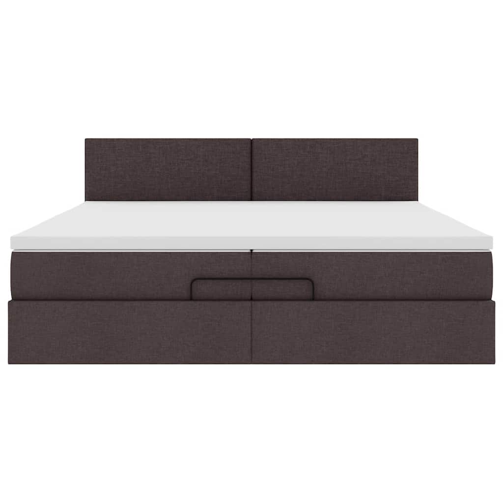 osmannisk sengeramme med madras 200x200 cm stof mørkebrun