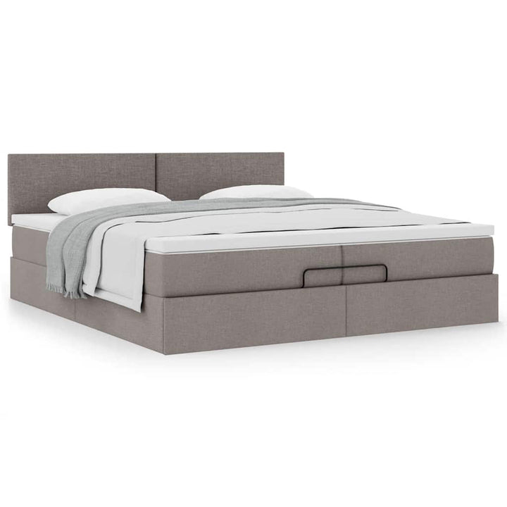 osmannisk sengeramme med madras 200x200 cm stof gråbrun