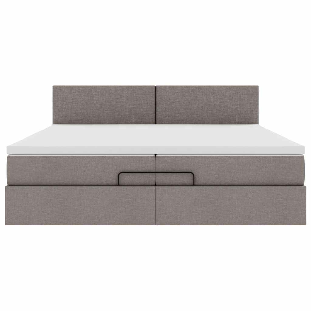 osmannisk sengeramme med madras 200x200 cm stof gråbrun