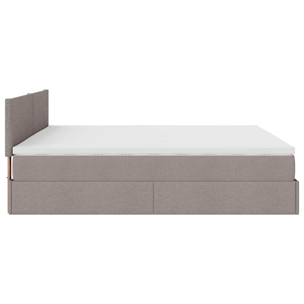 osmannisk sengeramme med madras 200x200 cm stof gråbrun