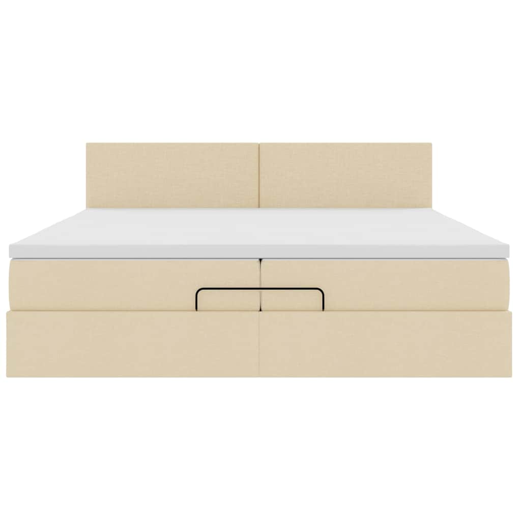 osmannisk sengeramme med madras 200x200 cm stof cremefarvet