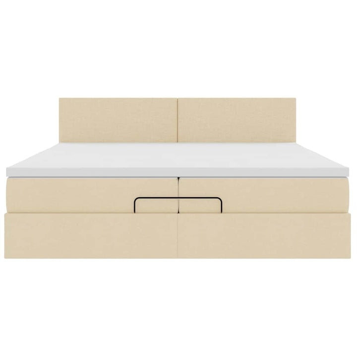 osmannisk sengeramme med madras 200x200 cm stof cremefarvet