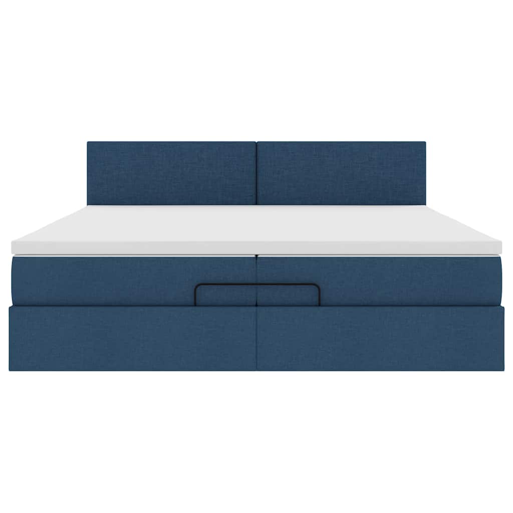 osmannisk sengeramme med madras 200x200 cm stof blå