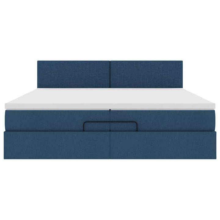 osmannisk sengeramme med madras 200x200 cm stof blå
