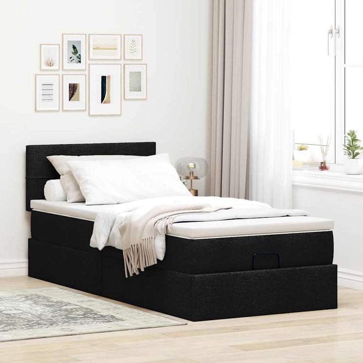 osmannisk sengeramme med madras 80x200 cm stof sort