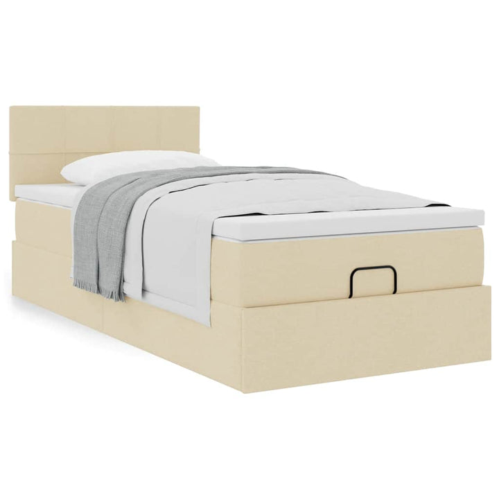 osmannisk sengeramme med madras 80x200 cm stof cremefarvet