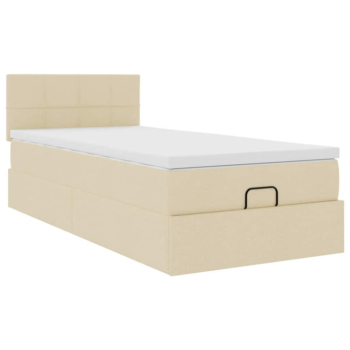 osmannisk sengeramme med madras 80x200 cm stof cremefarvet
