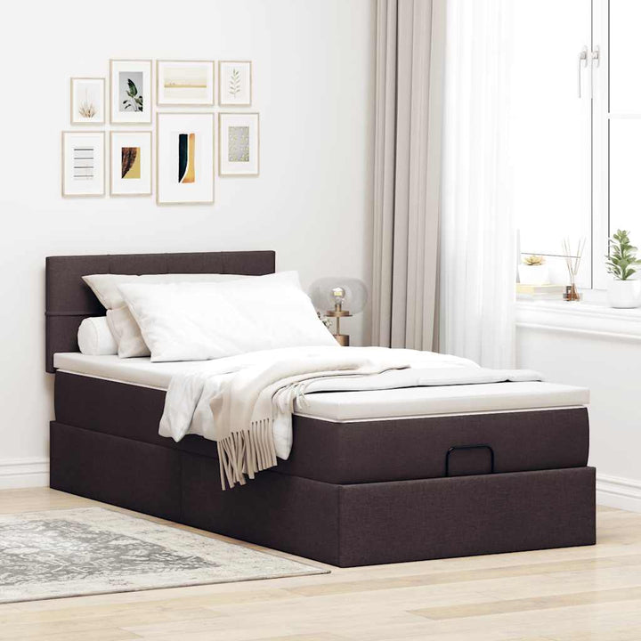 osmannisk sengeramme med madras 90x190 cm stof mørkebrun