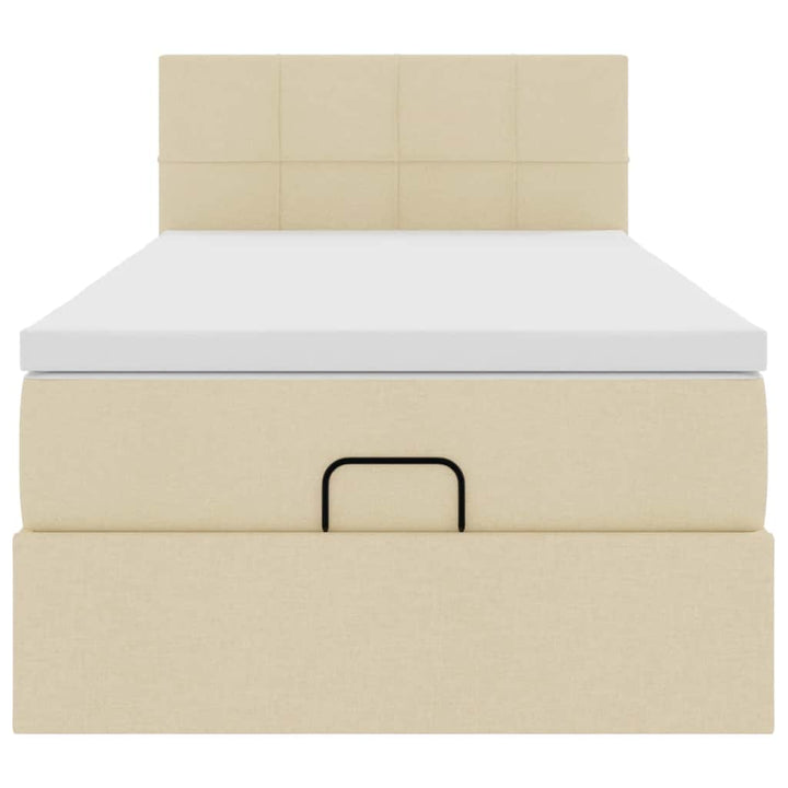 osmannisk sengeramme med madras 90x190 cm stof cremefarvet