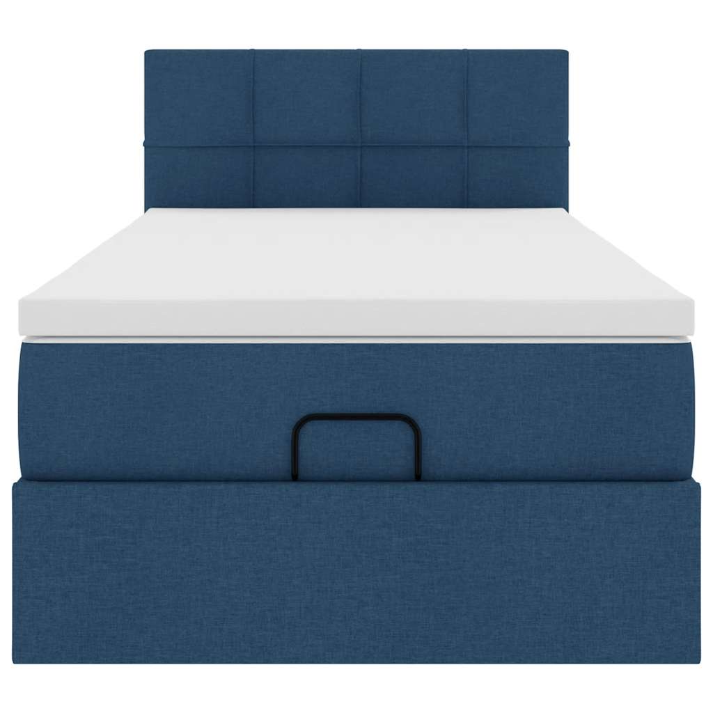 osmannisk sengeramme med madras 90x190 cm stof blå