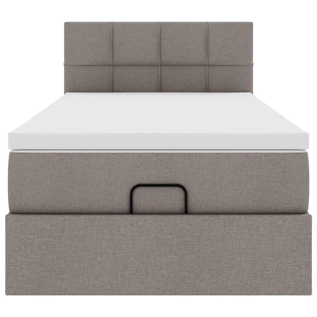 ottoman seng med madras mørkegrå 90x200 cm gråbrun