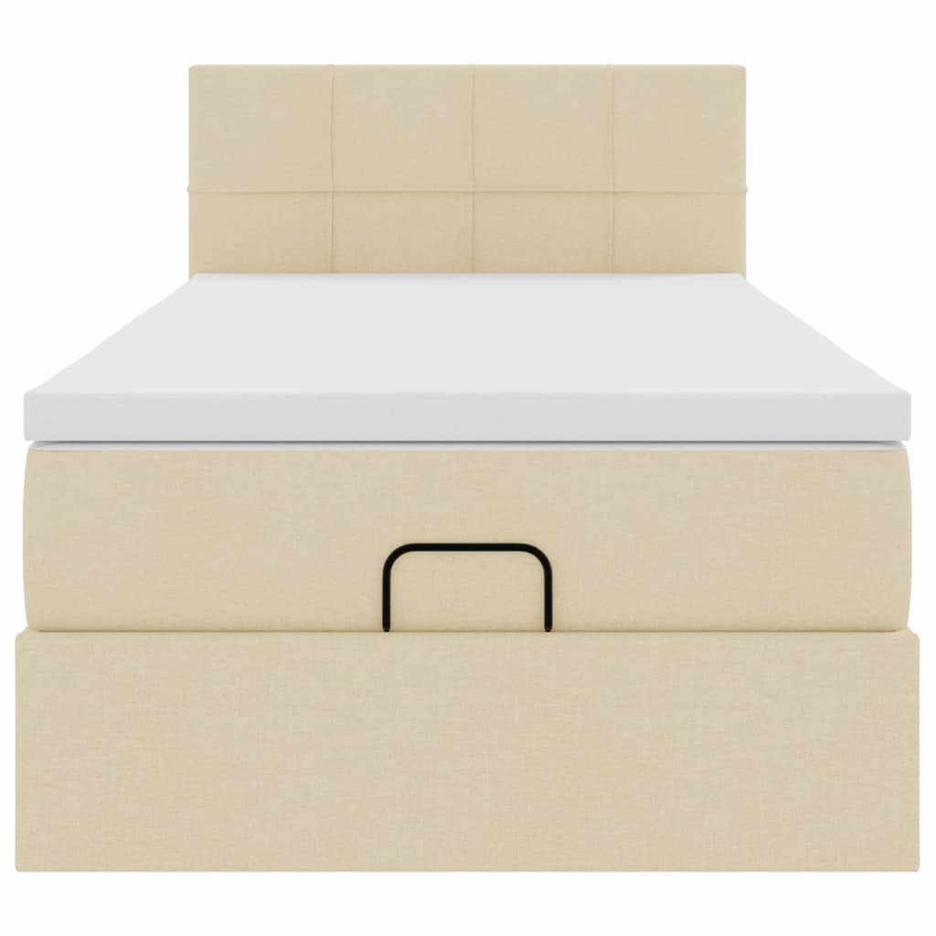 ottoman seng med madras 90x200 cm stof cremefarvet