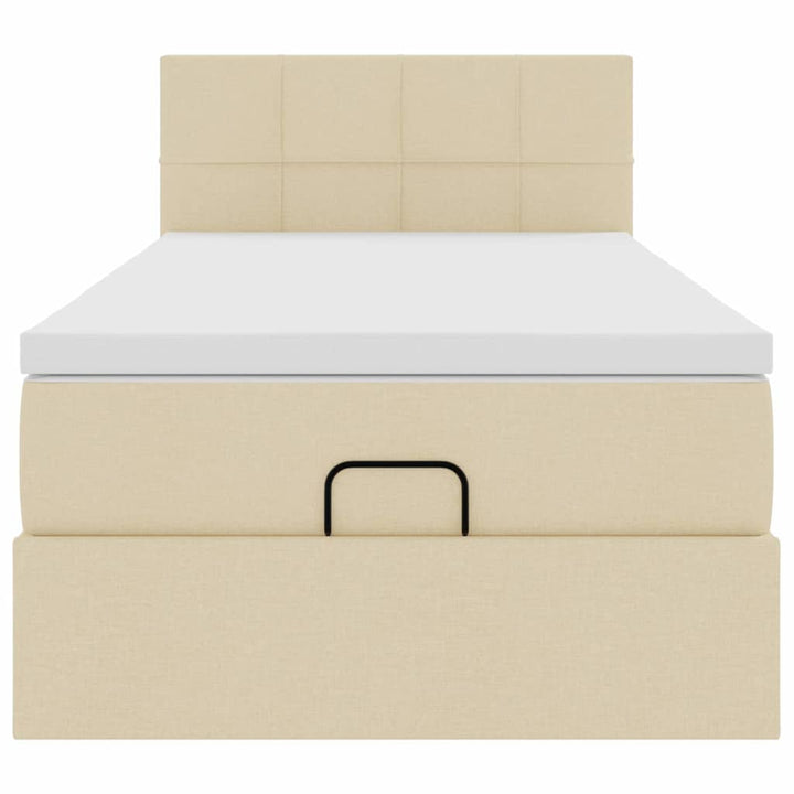 ottoman seng med madras 90x200 cm stof cremefarvet