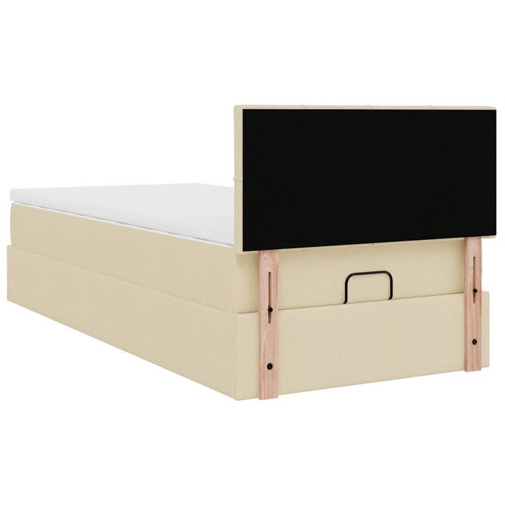 ottoman seng med madras 90x200 cm stof cremefarvet