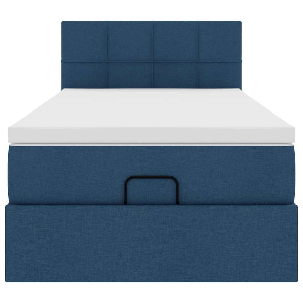 ottoman seng med madras 90x200 cm stof blå