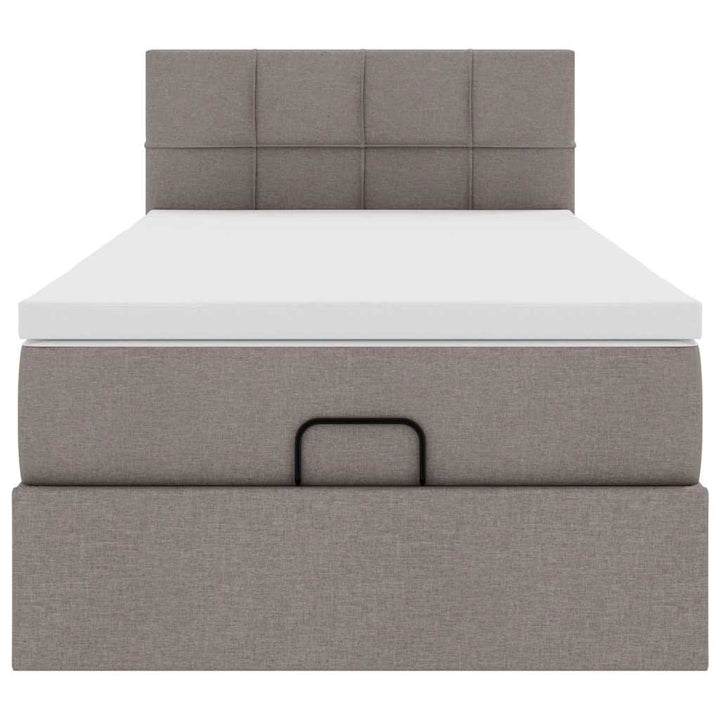 ottoman seng med madras 100x200 cm stof gråbrun