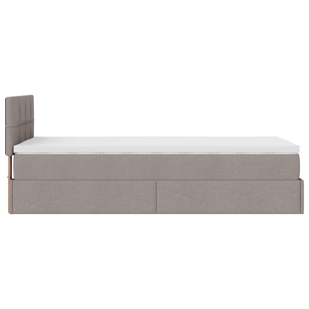 ottoman seng med madras 100x200 cm stof gråbrun