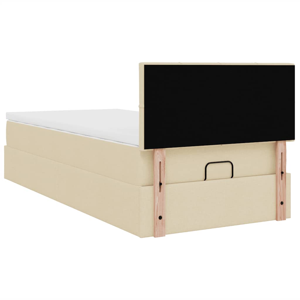 ottoman seng med madras 100x200 cm stof cremefarvet