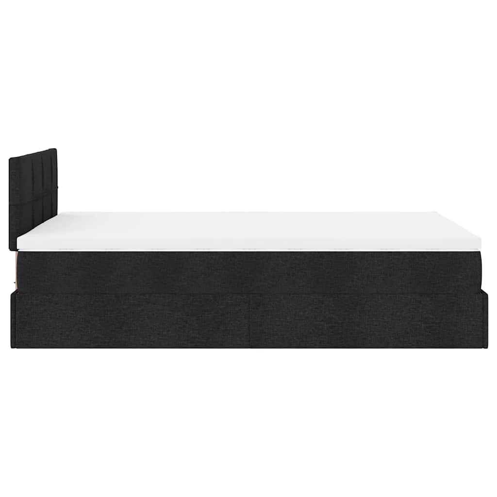ottoman seng med madras 120x190 cm stof sort