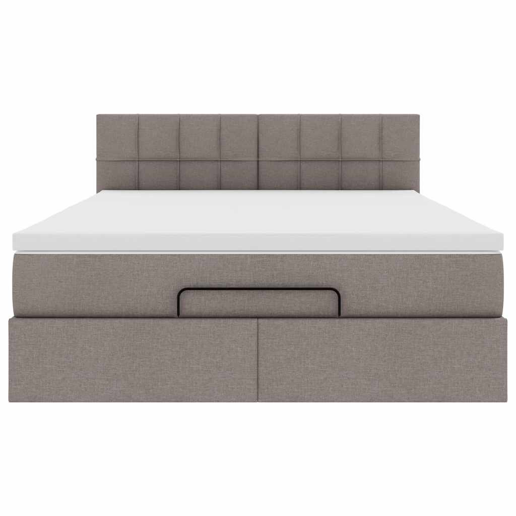 ottoman seng med madras 140x190 cm stof gråbrun
