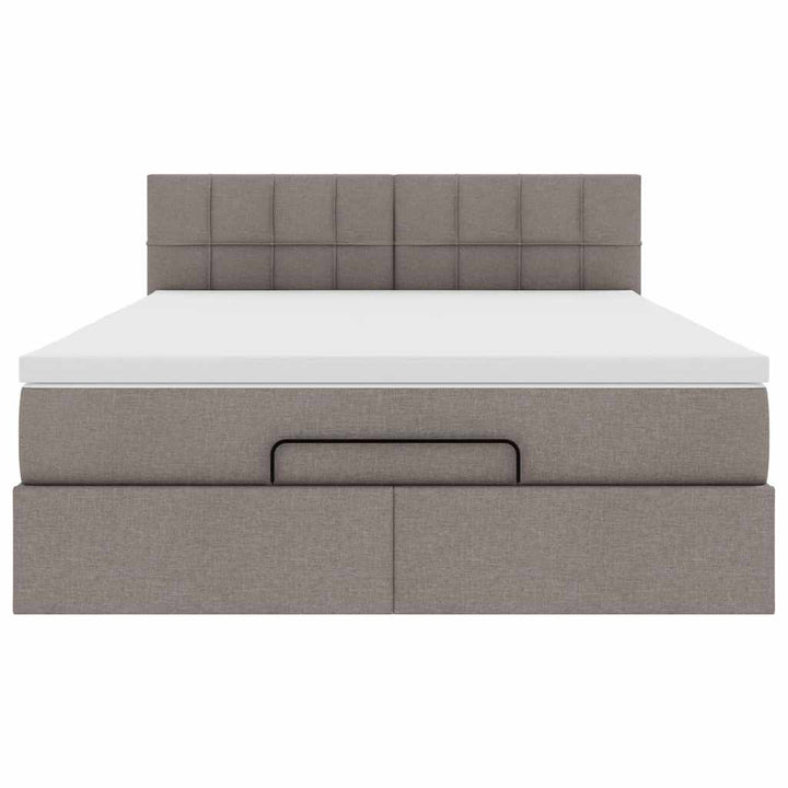 ottoman seng med madras 140x190 cm stof gråbrun