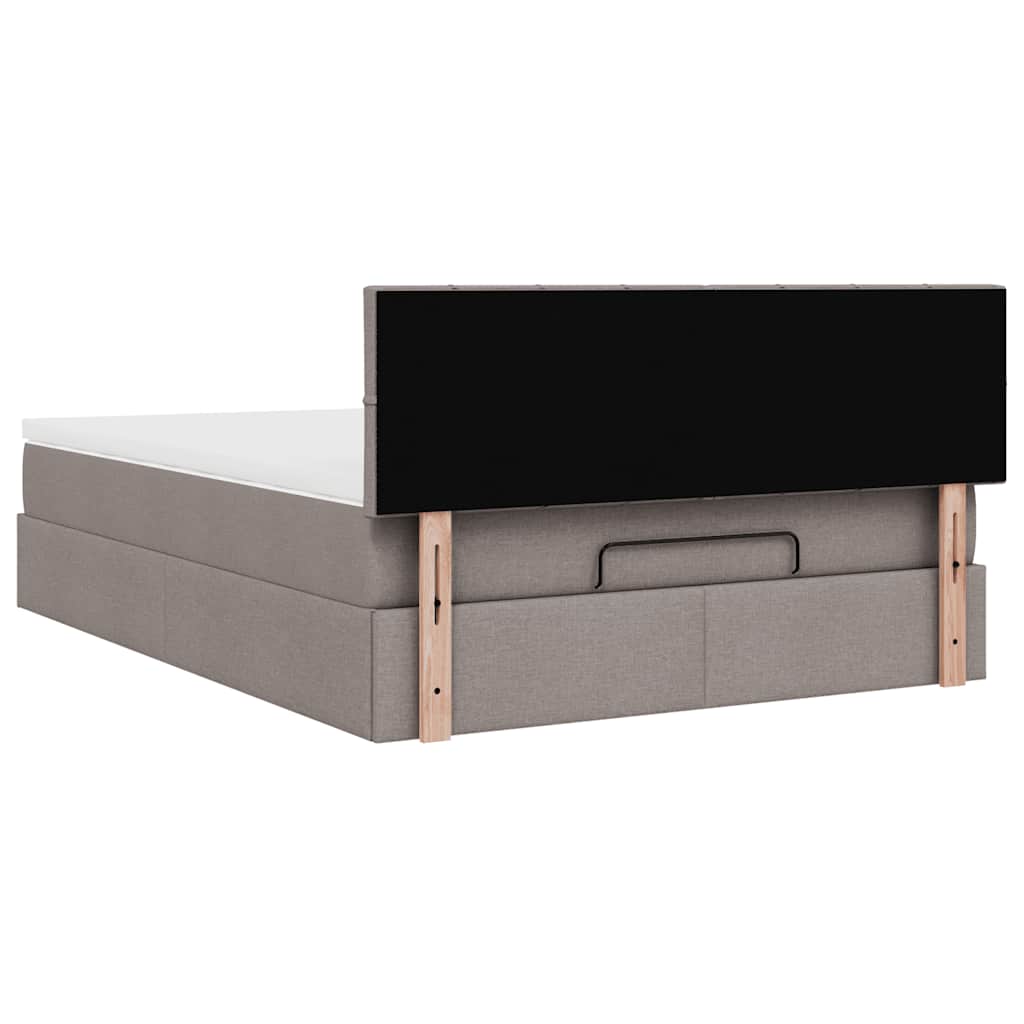 ottoman seng med madras 140x190 cm stof gråbrun