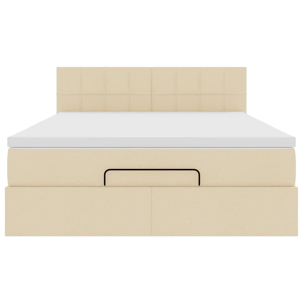 ottoman seng med madras 140x190 cm stof cremefarvet