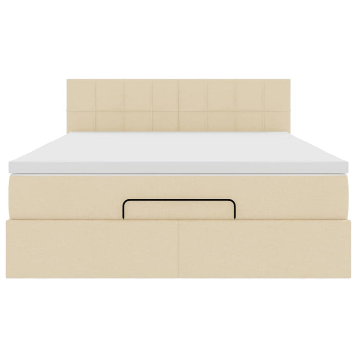 ottoman seng med madras 140x190 cm stof cremefarvet