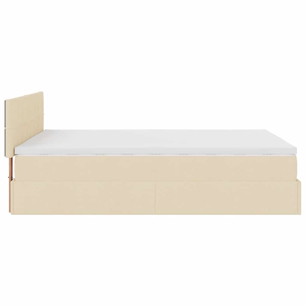 ottoman seng med madras 140x190 cm stof cremefarvet