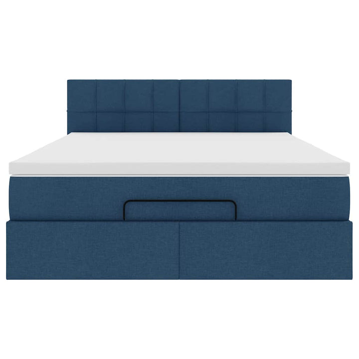 ottoman seng med madras 140x190 cm stof blå