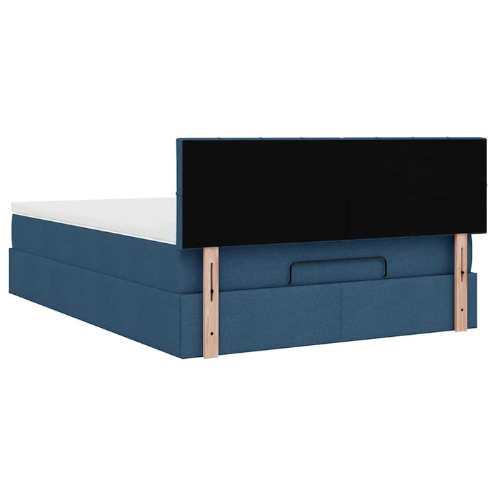 ottoman seng med madras 140x190 cm stof blå