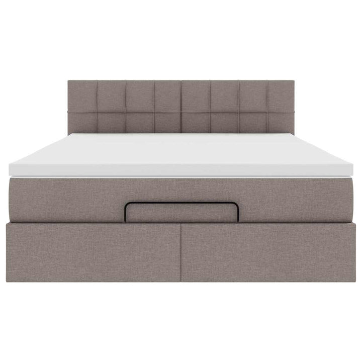 ottoman seng med madras 140x200 cm stof gråbrun