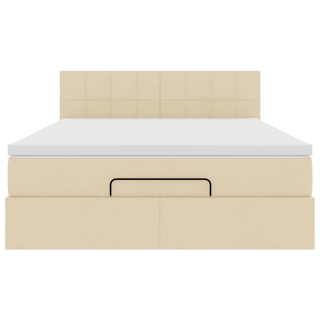 ottoman seng med madras 140x200 cm stof cremefarvet