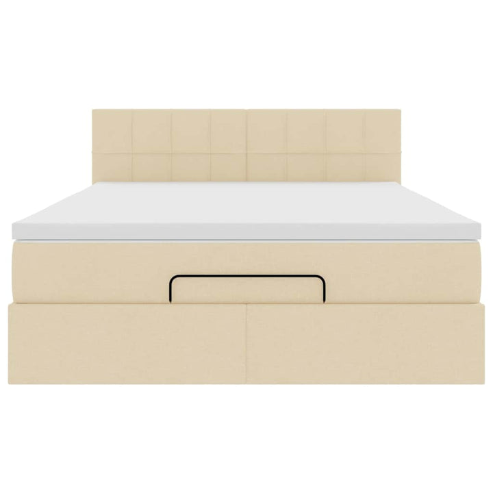 ottoman seng med madras 140x200 cm stof cremefarvet