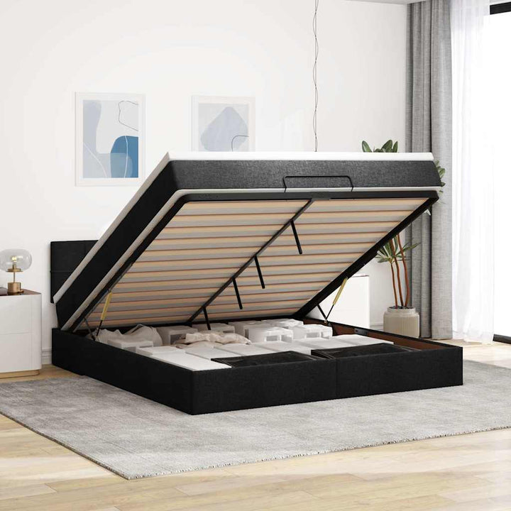 osmannisk sengeramme med madras 160x200 cm stof sort