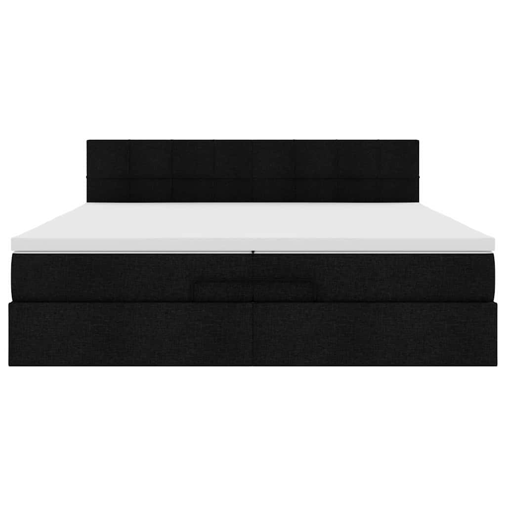 osmannisk sengeramme med madras 200x200 cm stof sort