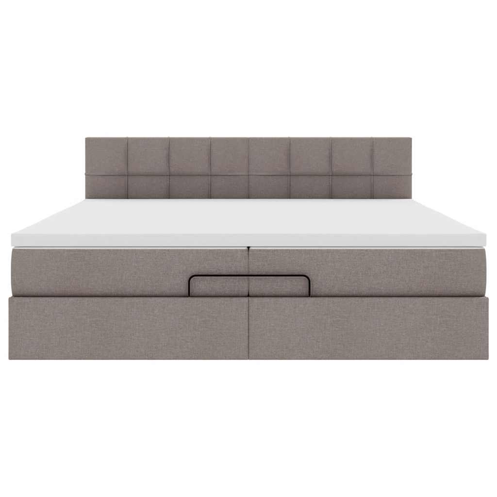 osmannisk sengeramme med madras 200x200 cm stof gråbrun