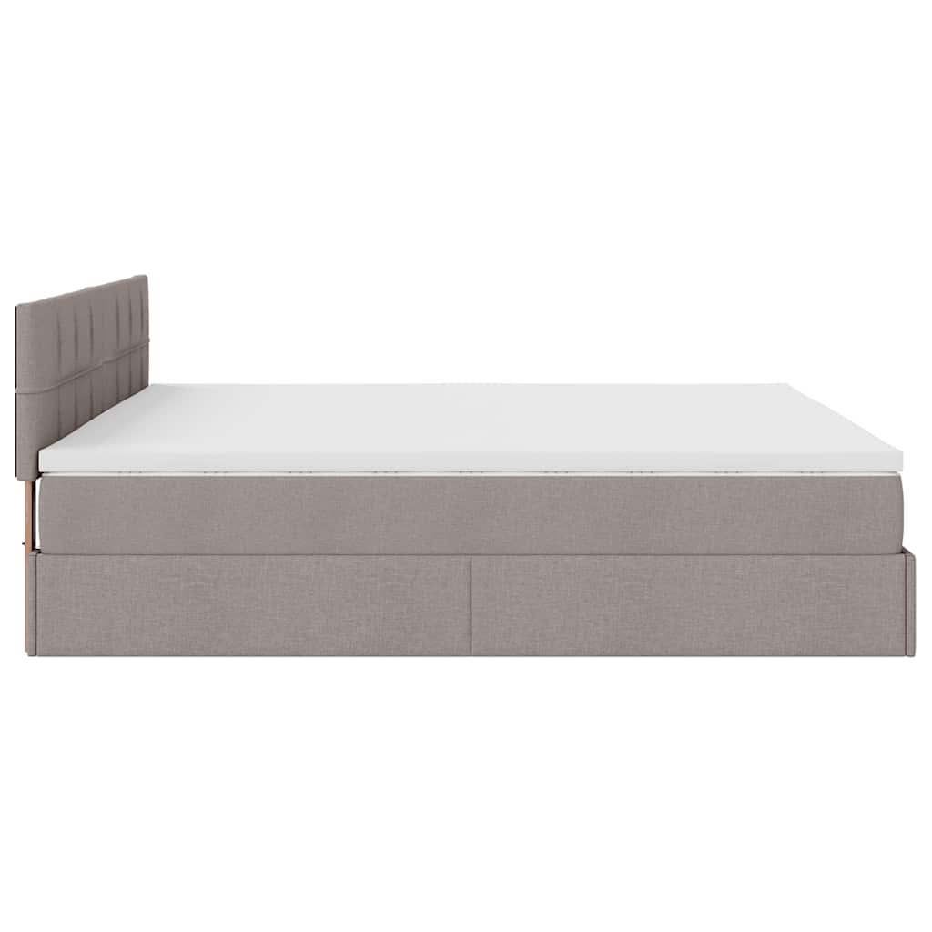 osmannisk sengeramme med madras 200x200 cm stof gråbrun