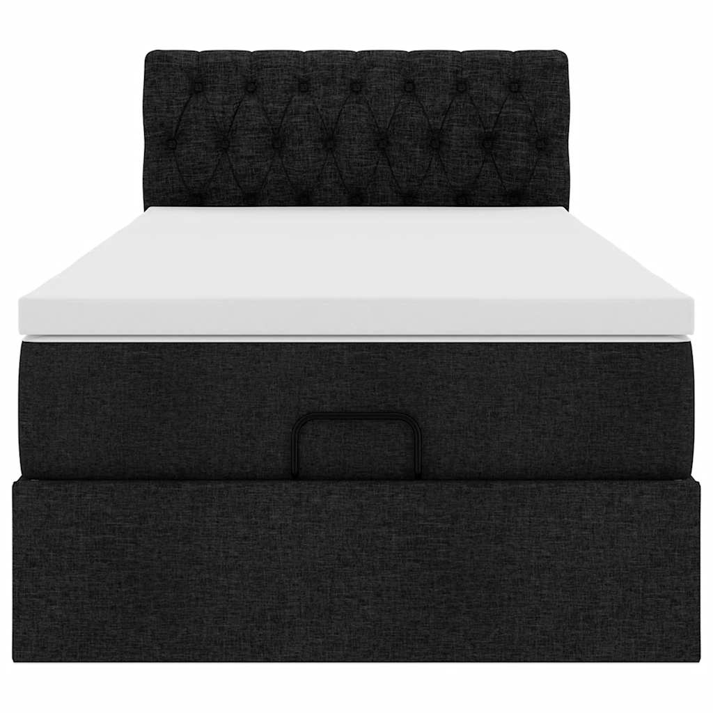 osmannisk sengeramme med madras 80x200 cm stof sort