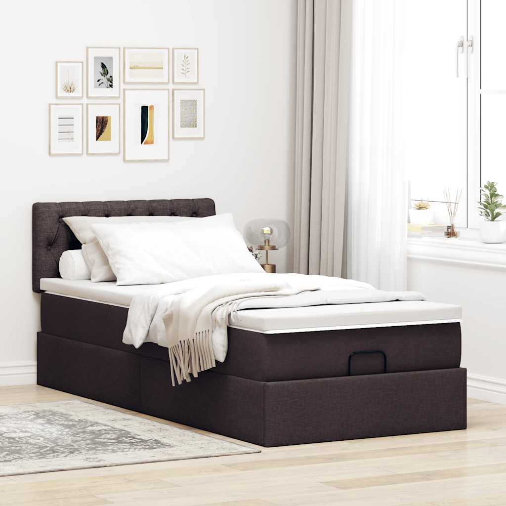 osmannisk sengeramme med madras 80x200 cm stof mørkebrun