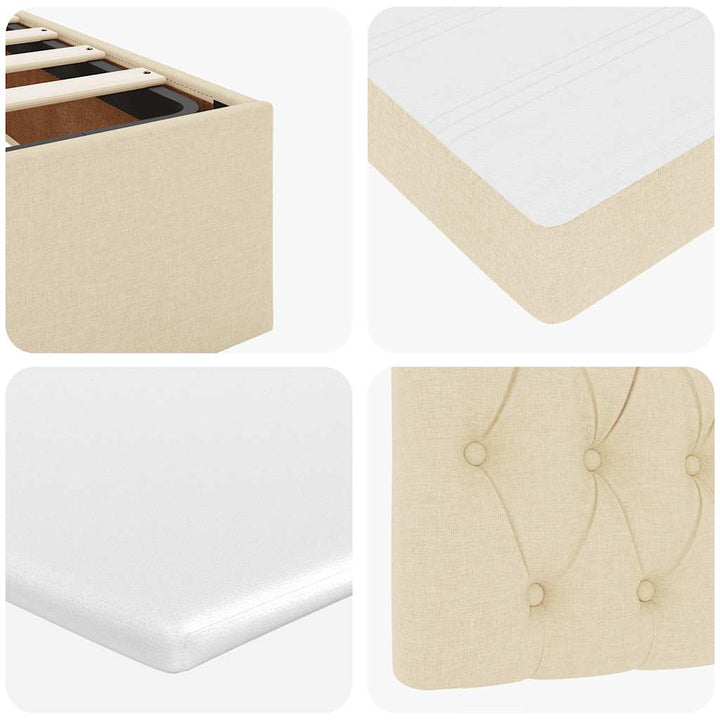 osmannisk sengeramme med madras 80x200 cm stof cremefarvet