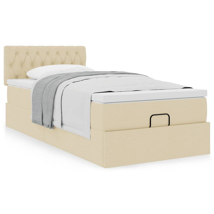 osmannisk sengeramme med madras 80x200 cm stof cremefarvet
