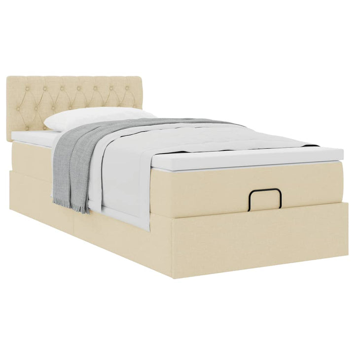 osmannisk sengeramme med madras 80x200 cm stof cremefarvet