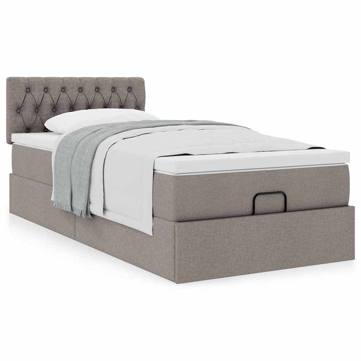 osmannisk sengeramme med madras 90x190 cm stof gråbrun