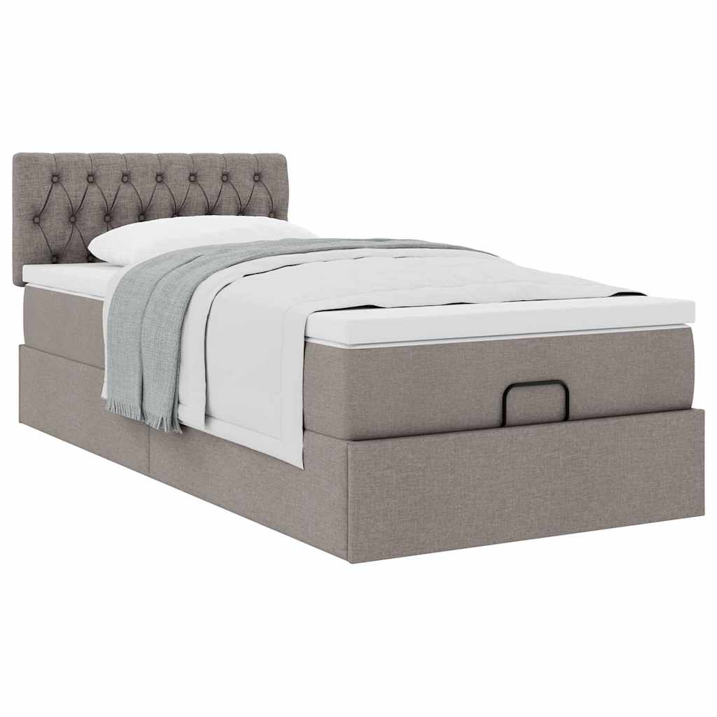 osmannisk sengeramme med madras 90x190 cm stof gråbrun