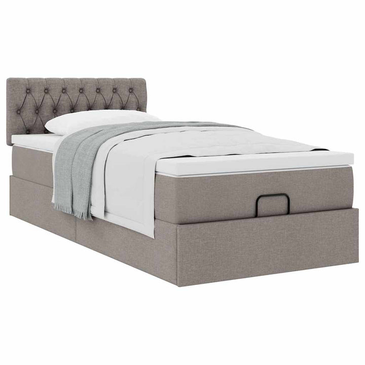 osmannisk sengeramme med madras 90x190 cm stof gråbrun