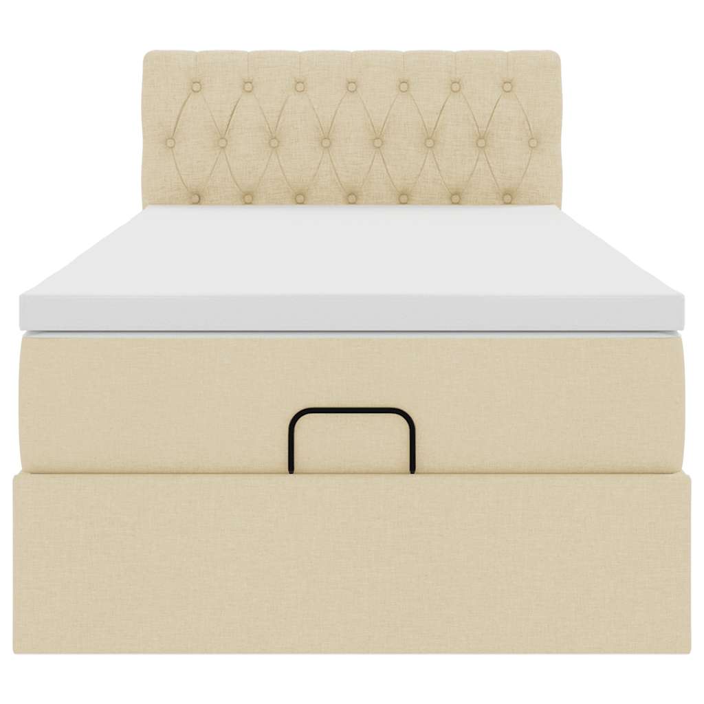 osmannisk sengeramme med madras 90x190 cm stof cremefarvet